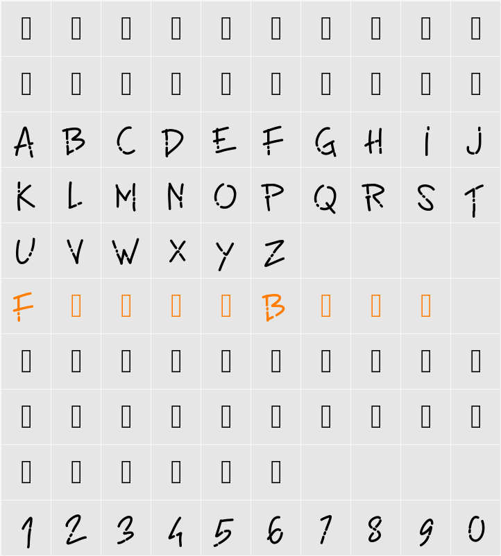 PWLinefont Character Map