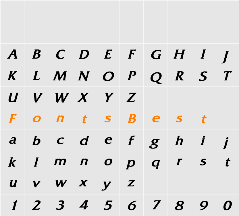 FritzQuadrata Character Map