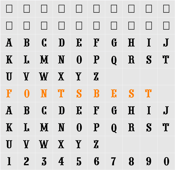 a_PresentumNr Character Map