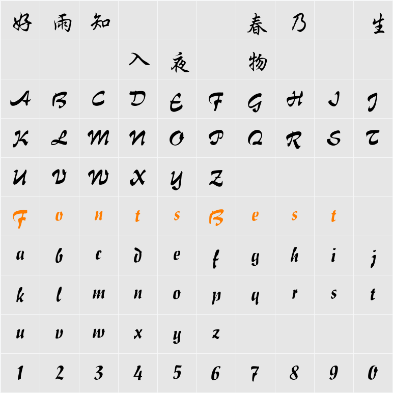 HanWangShinKai Character Map