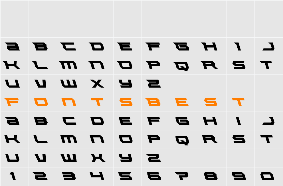 Lethal Force Leftalic Character Map