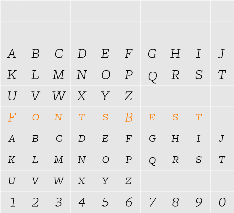 FreightMicro LightItalicSC Character Map