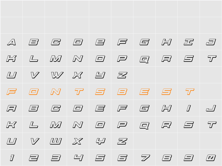 Future Forces 3D Italic Character Map