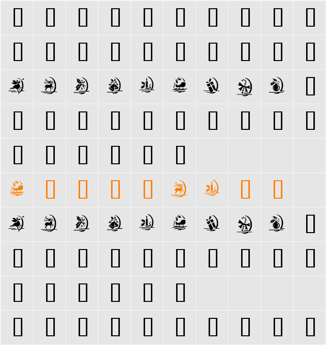 KR Christmas Dings One Character Map