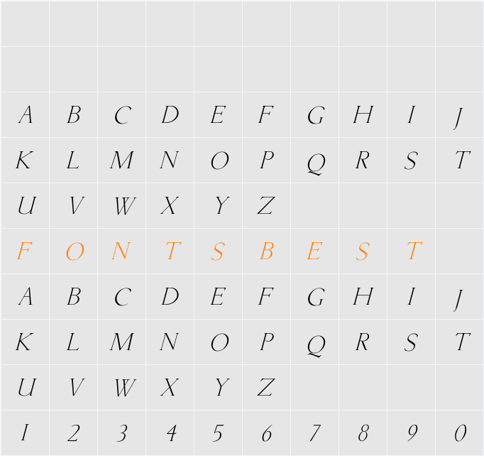 Lichtner Italic Character Map