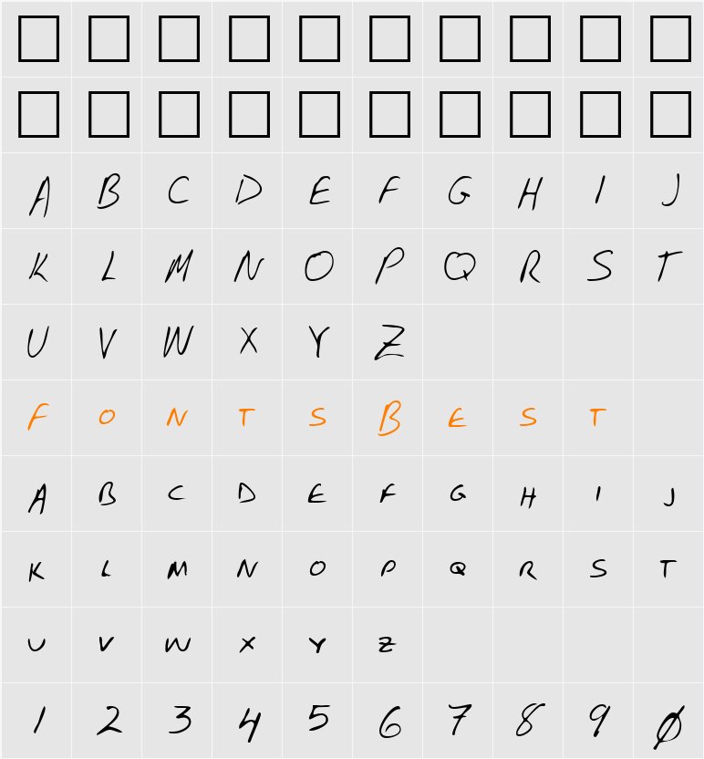 LEHN102 Character Map