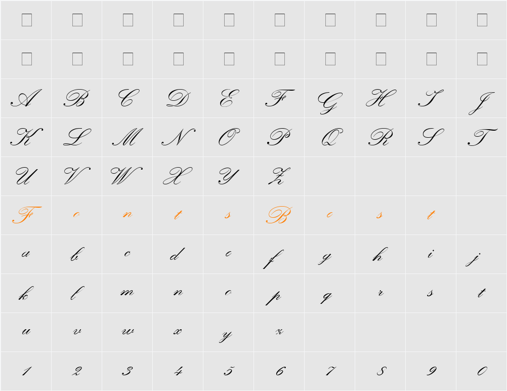 Heather Script Two Character Map