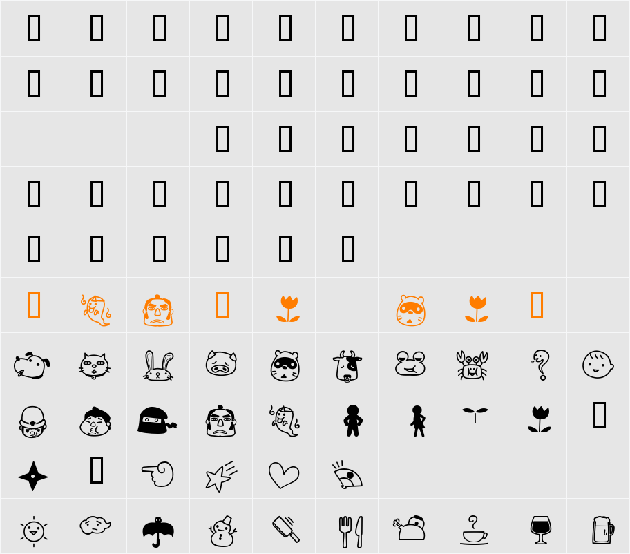 Rakugaki Character Map