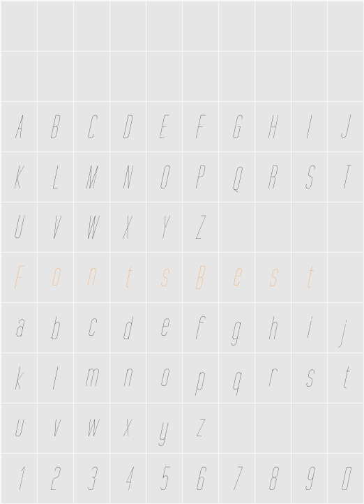 Tall Films Fine Oblique Character Map