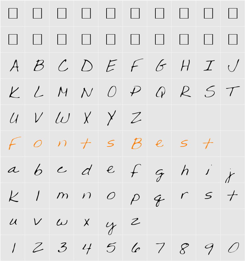 Debbijo Character Map