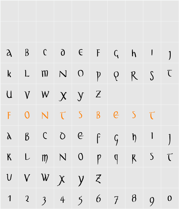 UnclassicQuill-Condensed Character Map
