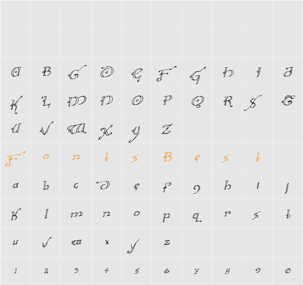 Holly Jingle Rotalic Character Map
