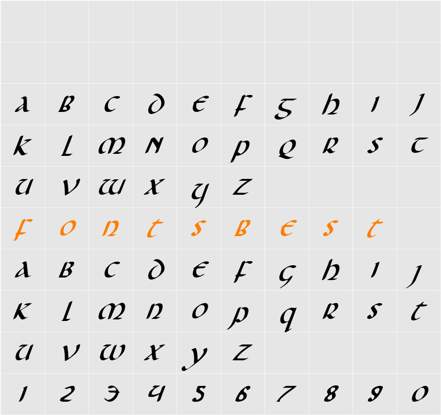 Foucault Italic Character Map