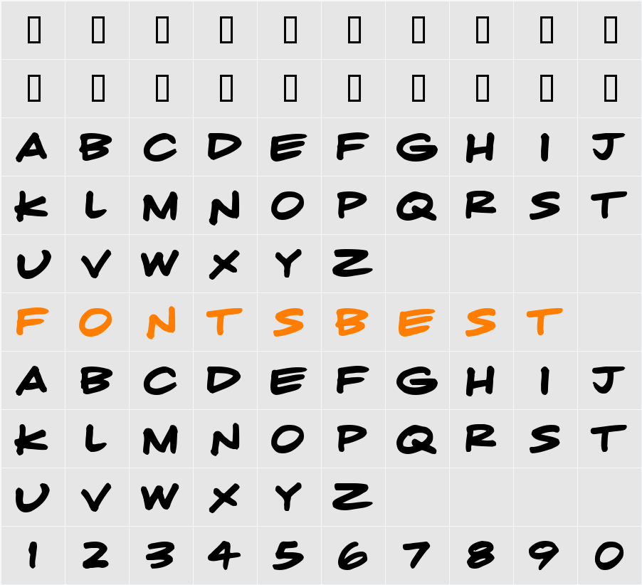 LHF Fast Caps Character Map