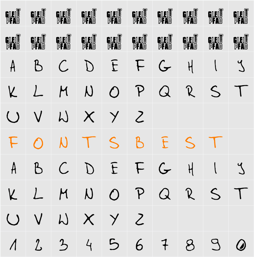 Gleitpfad Character Map