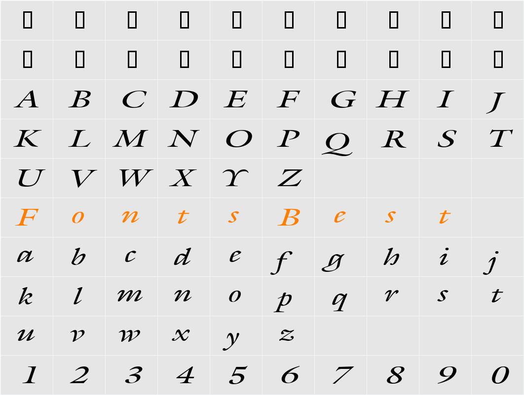 JoulliardExtended Character Map
