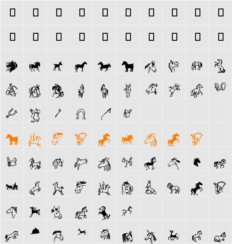 horsedings Character Map