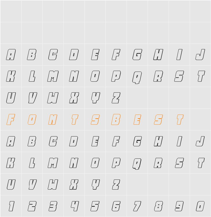 Opus Mundi 3D Italic Character Map