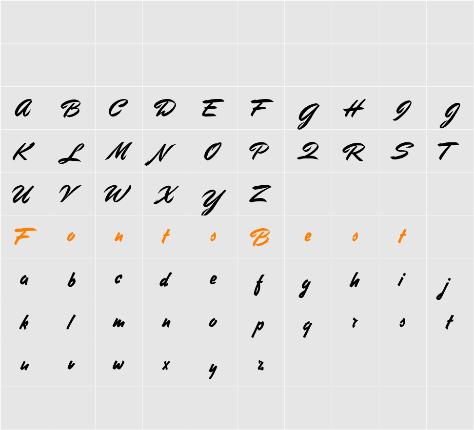 Stephens Heavy Writing Character Map