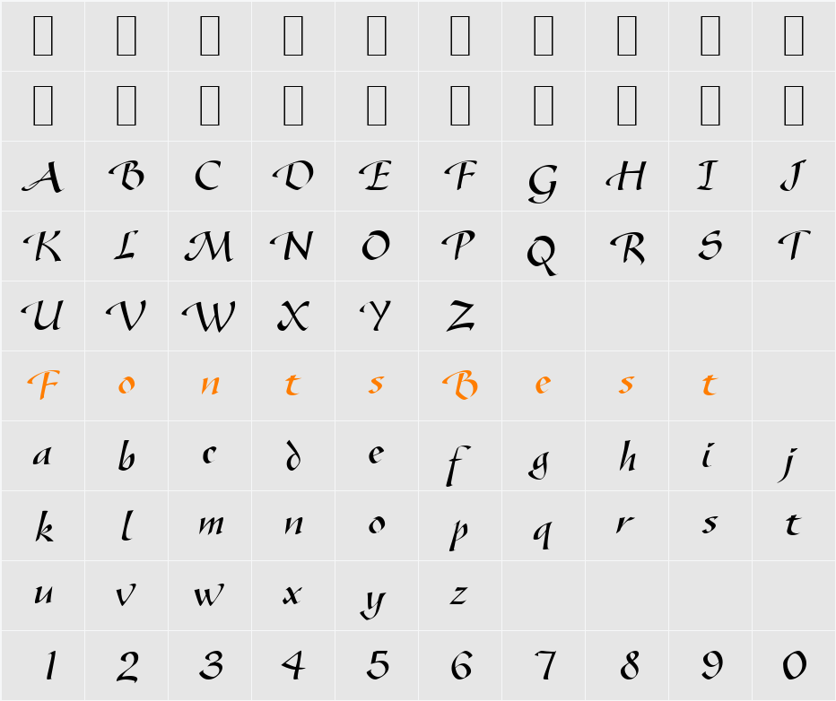 SonyannaScriptSSi Character Map