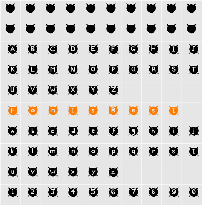 cats MEOW Character Map