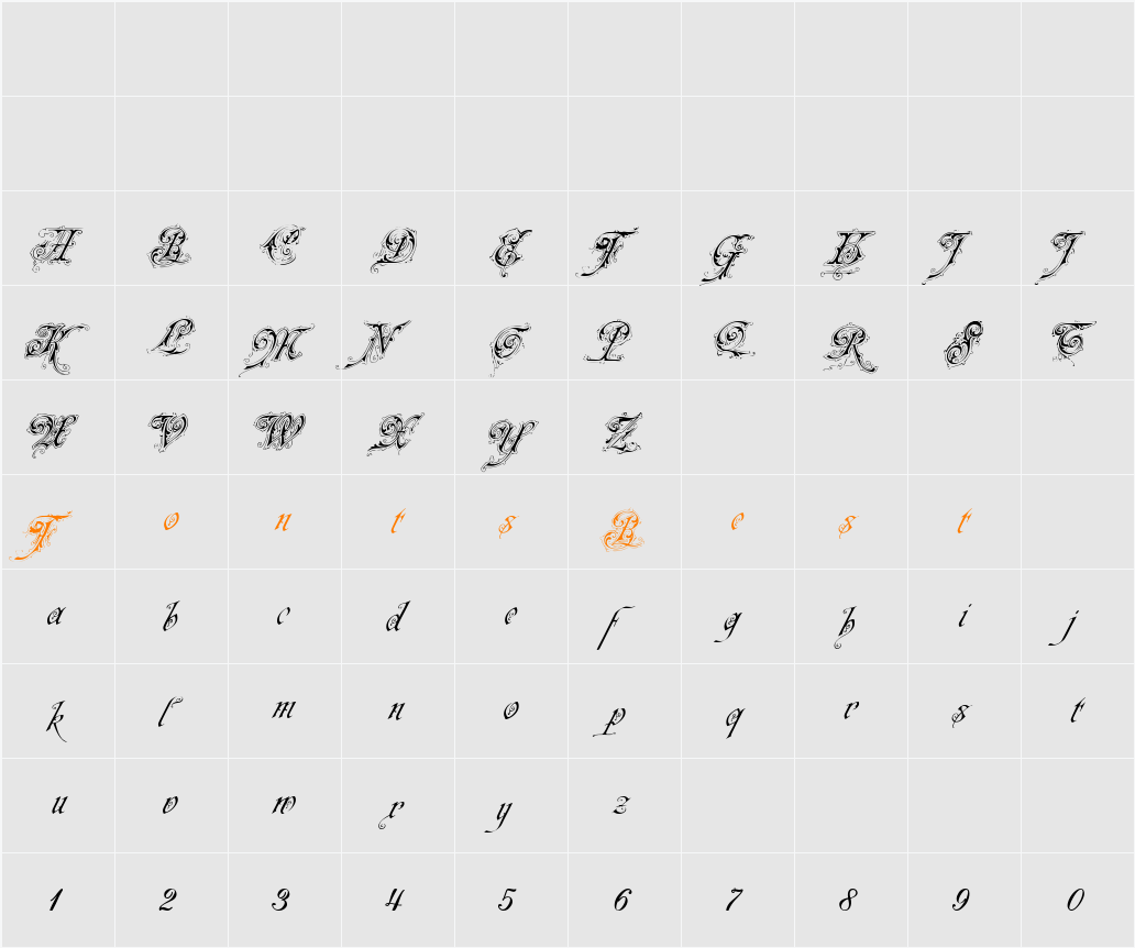 Neue Zier Schrift Character Map