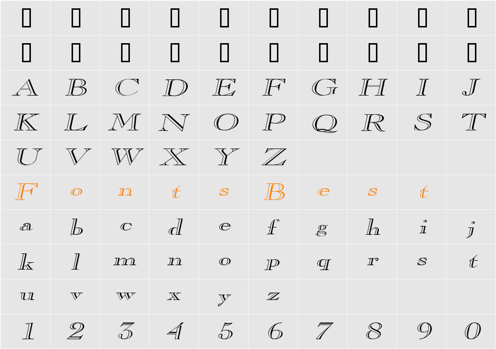 GravureExtended Character Map