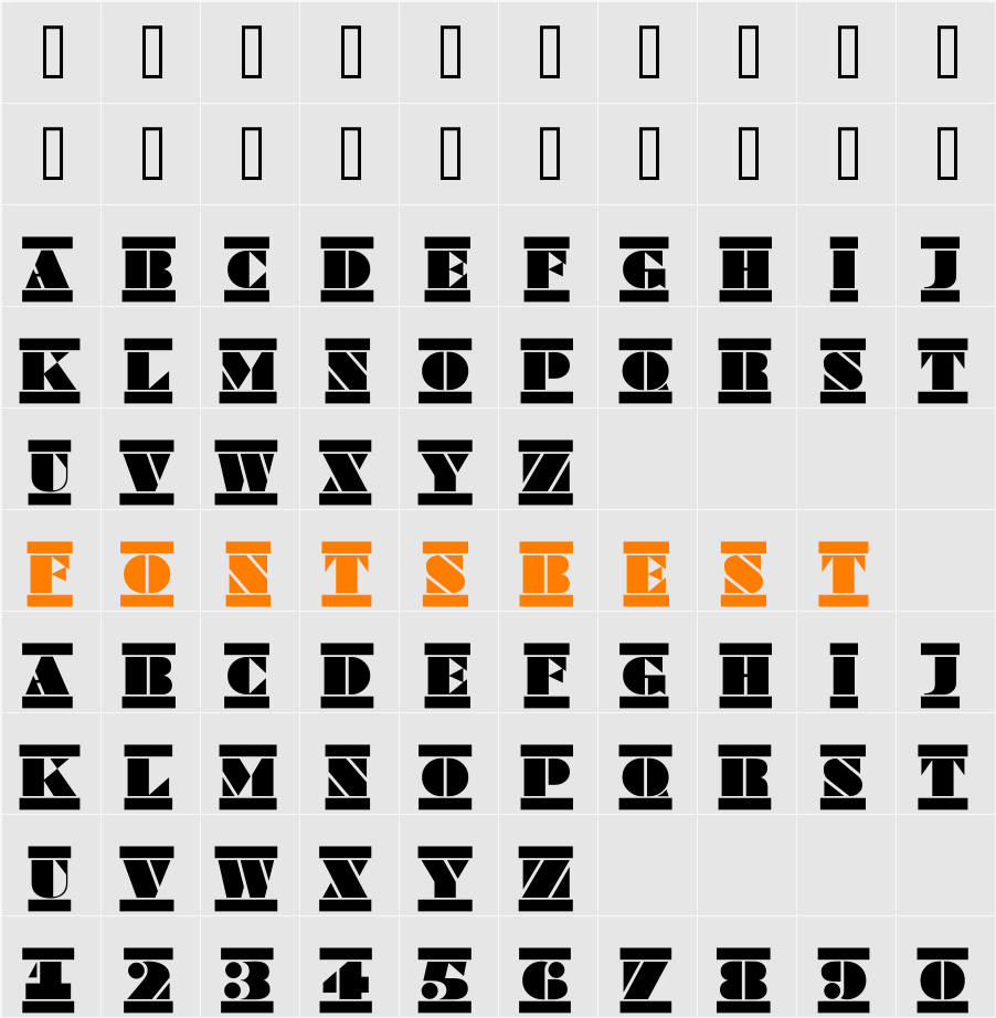 a_BraggaTitulDcFr Character Map