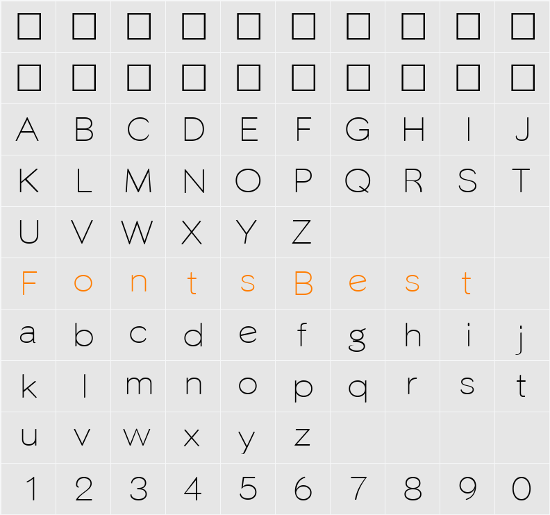 PhinsterFine Character Map