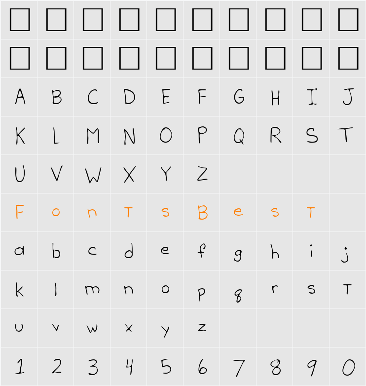 LEHN052 Character Map