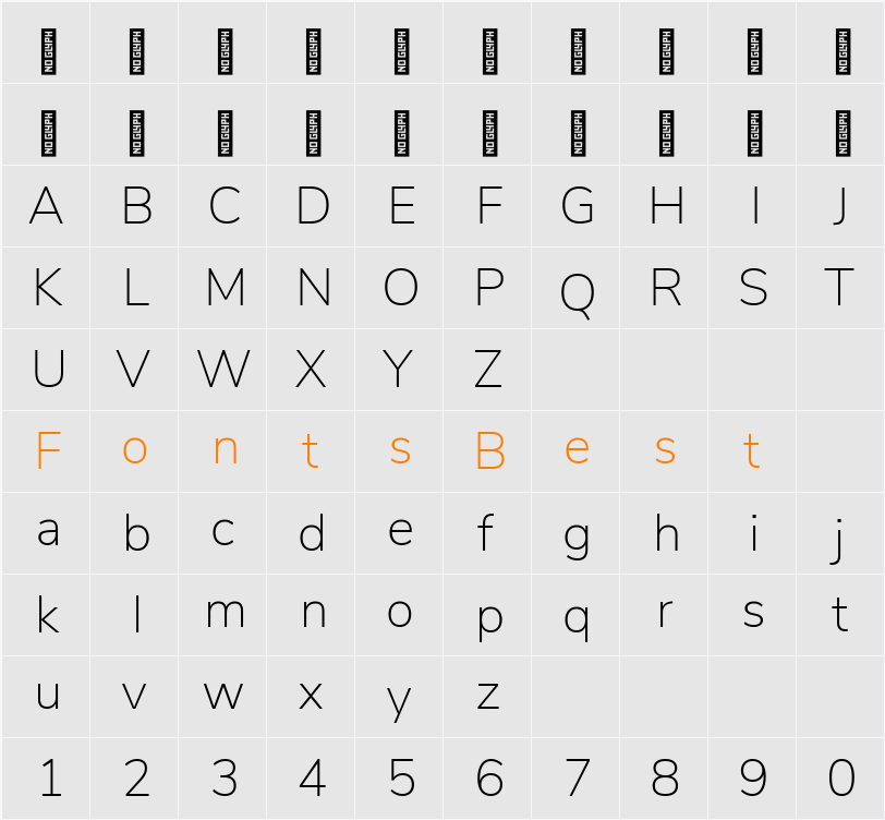 Nunito Sans ExtraLight Character Map