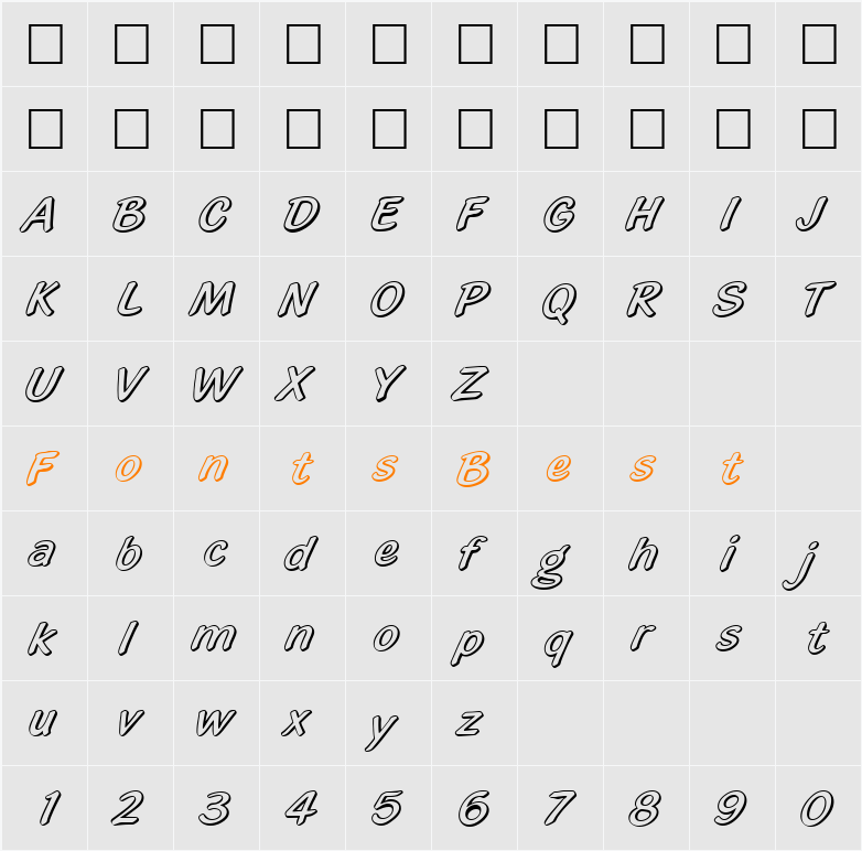 PT Cookie Cutter Character Map