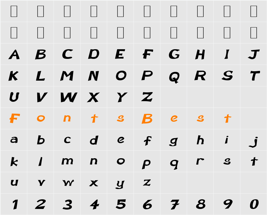 Sarah-Extended Character Map