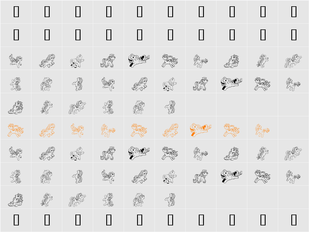 LMS Pretty Pony Ding Character Map
