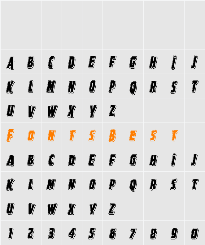 Ghoulish Intent Punch Italic Character Map
