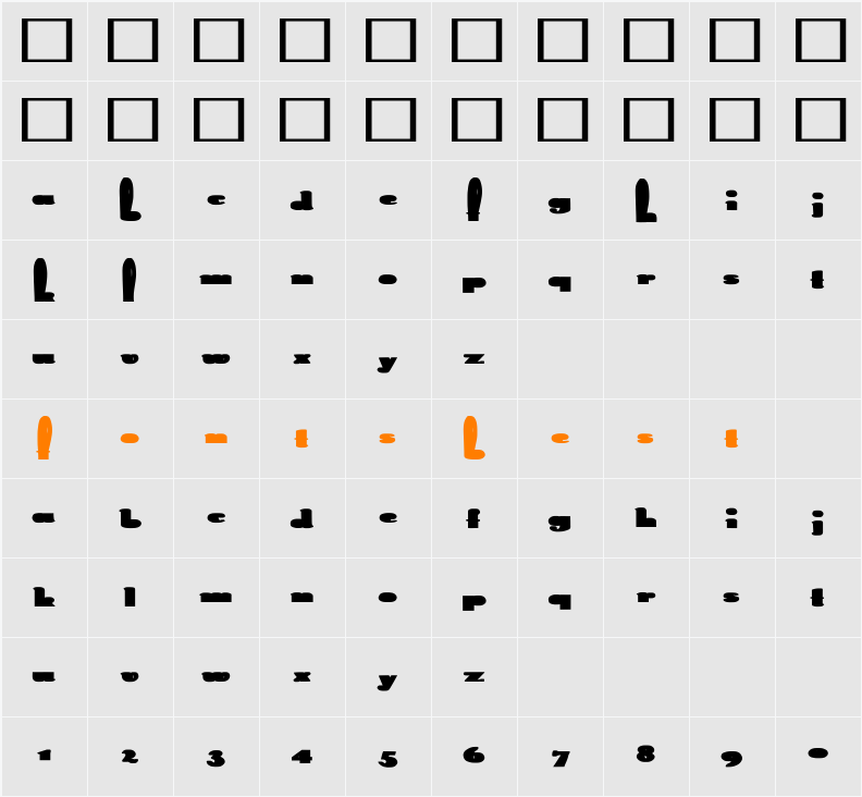 Rabbit Wd bold Character Map