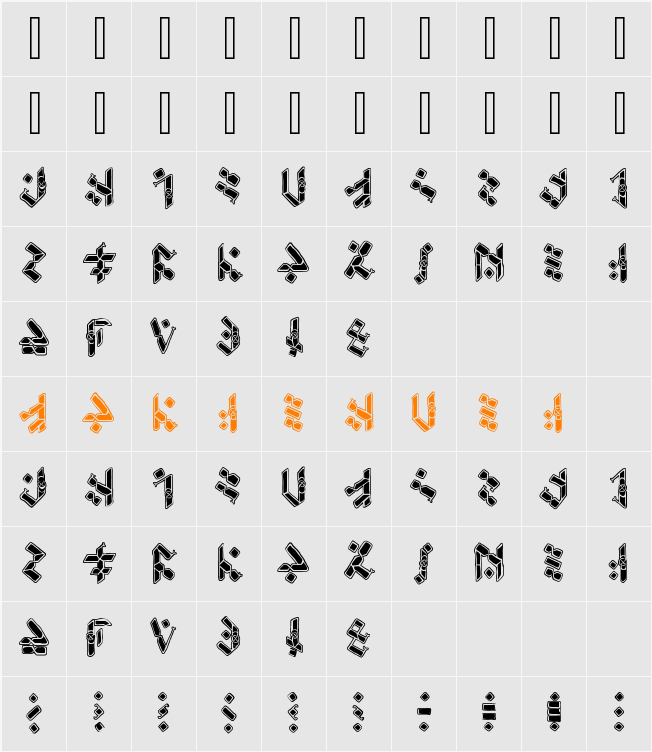 Temphis Knotwork Character Map