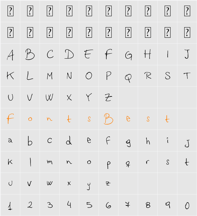 Vastorga Letter Character Map
