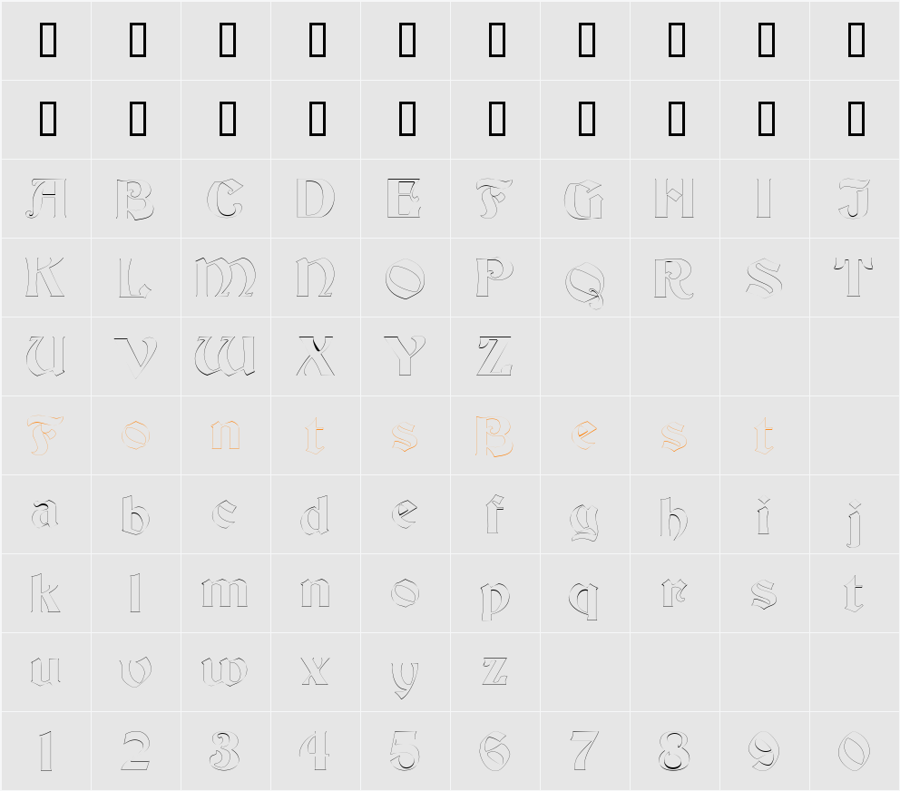 ThorntonOutline Character Map