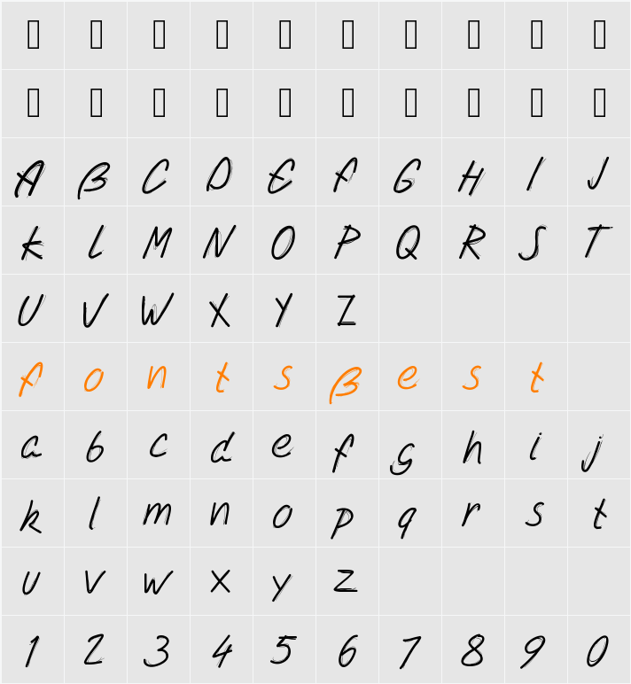 PWDoubleScript Character Map