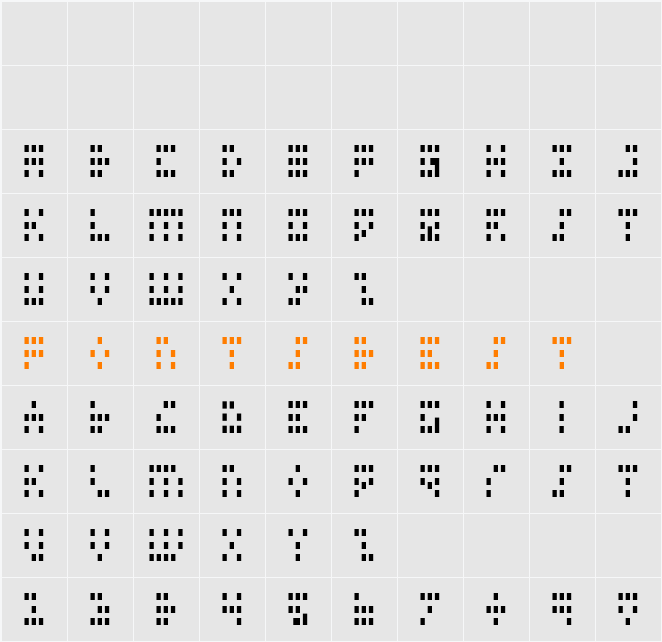 Iconian Condensed Character Map