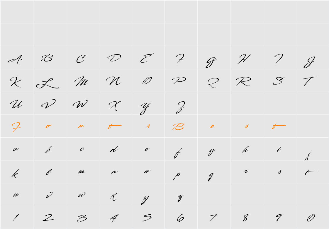 LHFSofiaScript Character Map