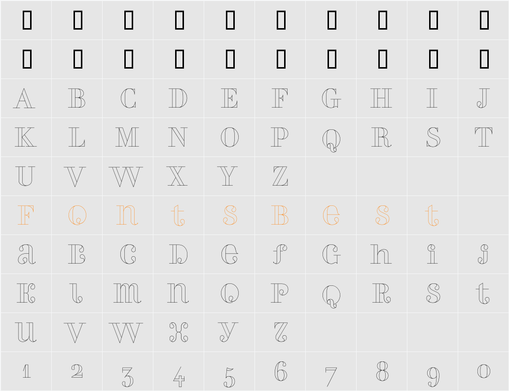PerlaAlternate Outline Character Map