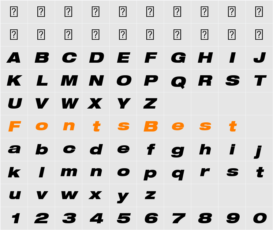 HelveticaNeueLT Com 93 BlkExO Character Map