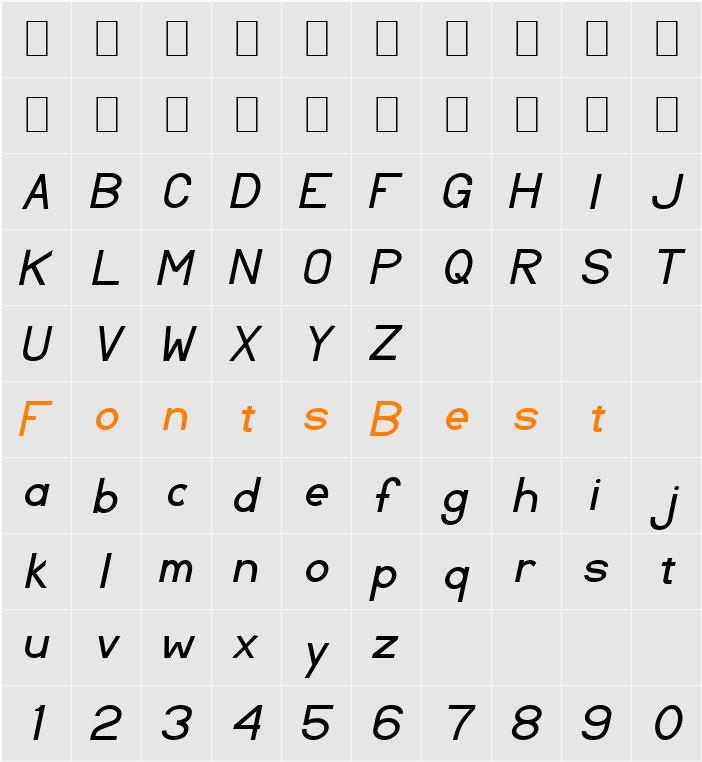 TL Sans Serif Character Map