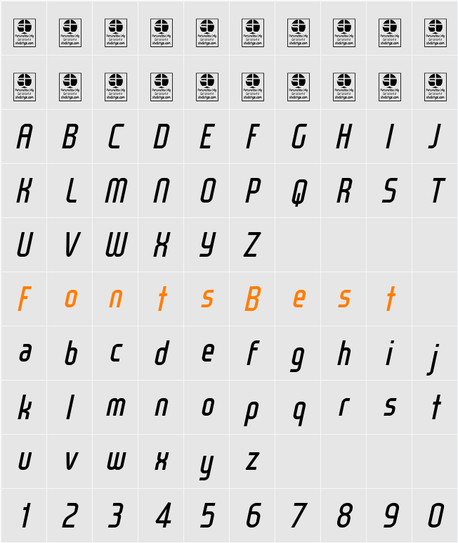 WOX~Modelist Italic Demo Character Map