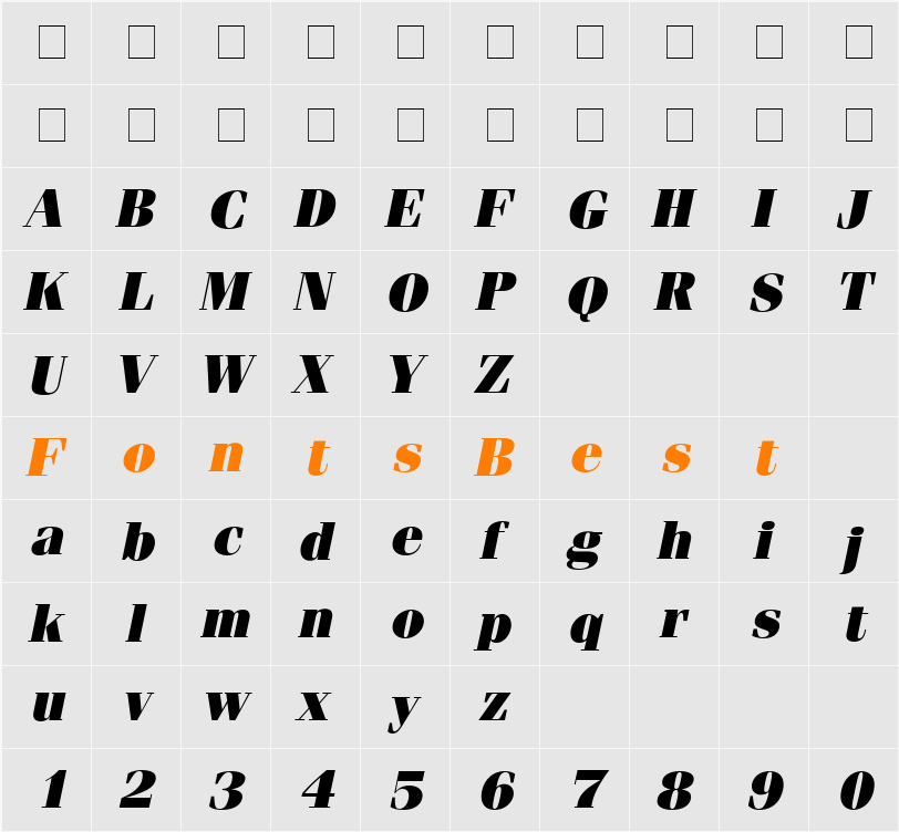 Compendium Black SSi Character Map