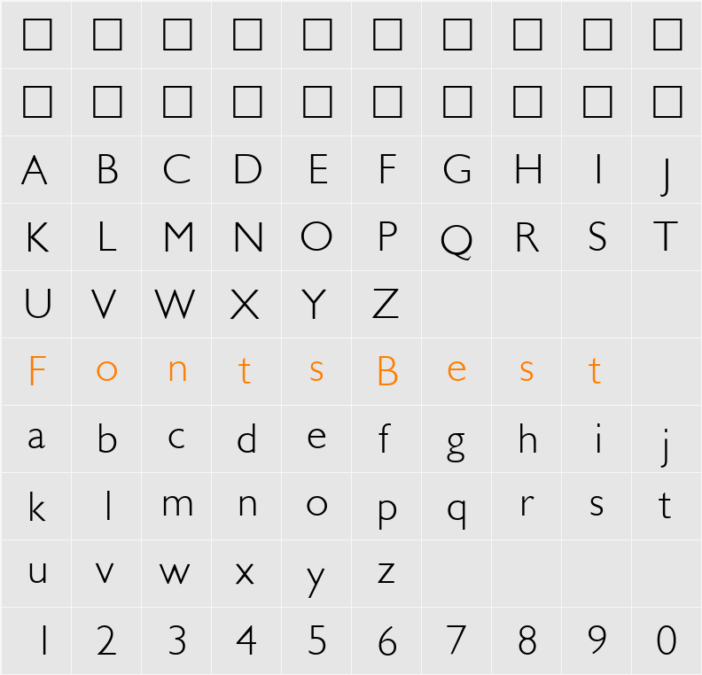 Gilsans Light FC Character Map