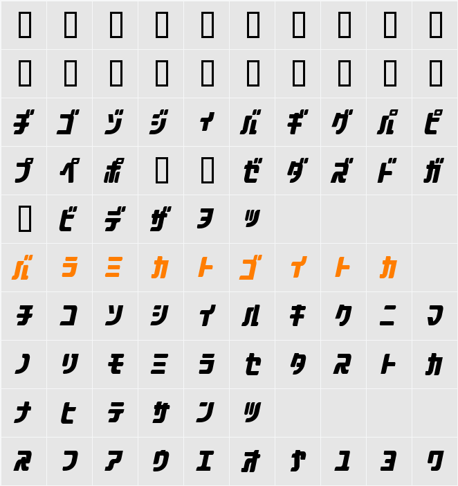 aquasky 2.0KAT Character Map
