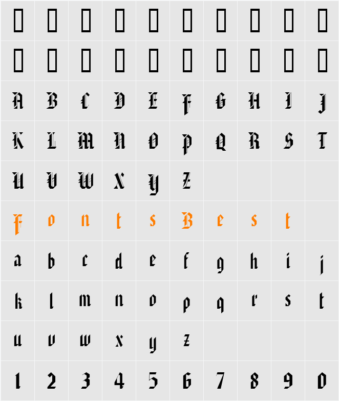 DomesticText Character Map
